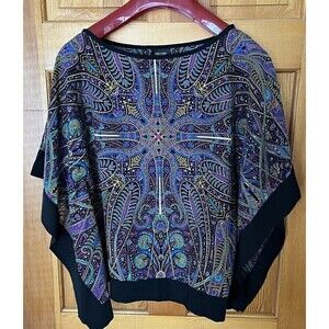 Nicole Miller Paisley Tunic Sz XS Flowy Whimsigoth Charmed Celestial Witchy